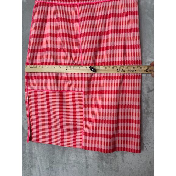 Per Se by Carlisle Skirt Womens 10 Neon Pink White Pencil Cotton Stretch Career - Picture 9 of 11